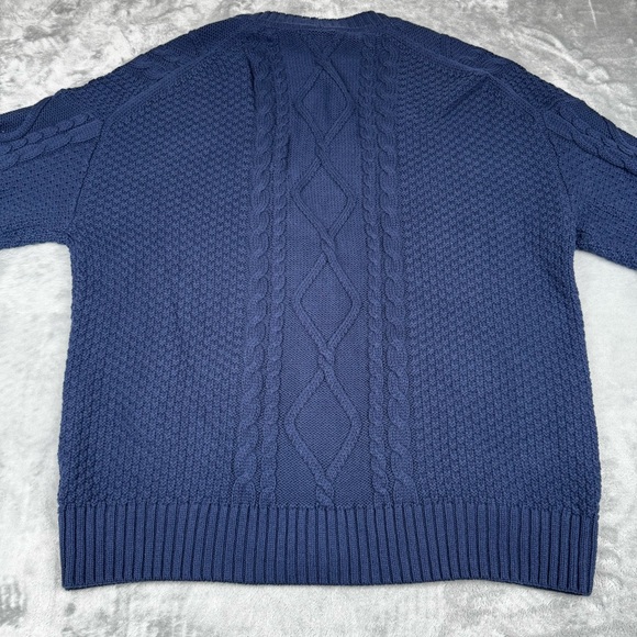 . Crew Cable Knit Cardigan Sweater Womens XL Navy Blue Academia Old Money - Picture 10 of 10